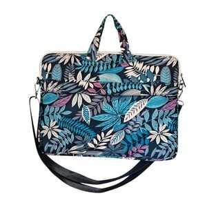 Artisan canvas leaf print laptop bag NWOT